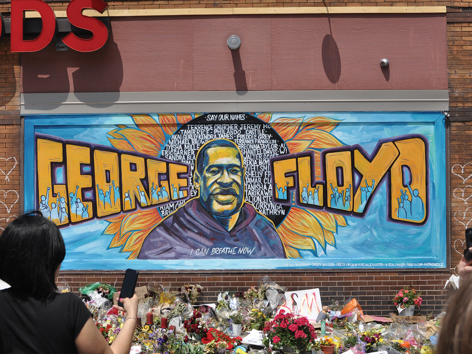 The mural of George Floyd outside of the Cup Foods building in South Minneapolis