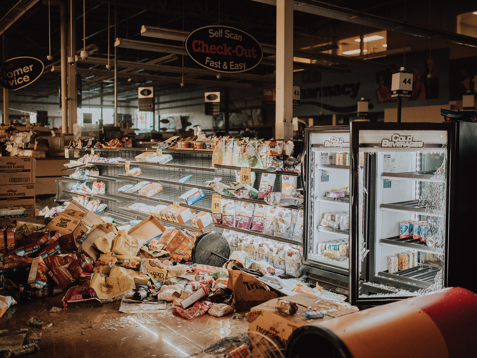 inside of a market that has been looted