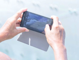 Cell phone with cruise ship picture