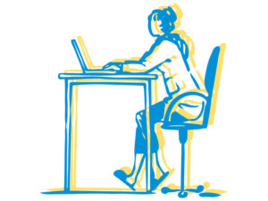 Illustration of student at desk