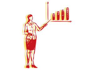 Illustration of business woman with a bar graph