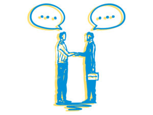 Illustration of two people conversing