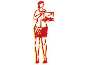 Illustration of woman with laptop