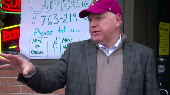 Walz Urges Legislature to Pass Relief Measure for Hospitality Biz
