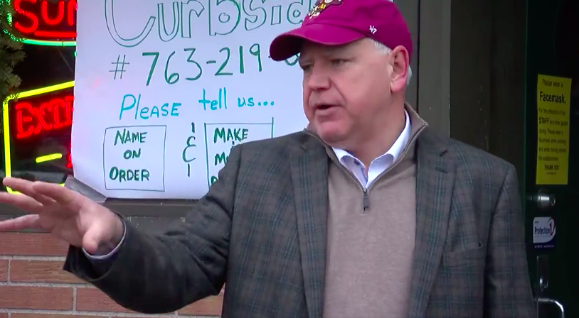 Walz Urges Legislature to Pass Relief Measure for Hospitality Biz