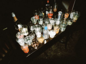Table full of drinks