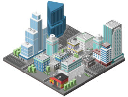 3D illustration of a downtown