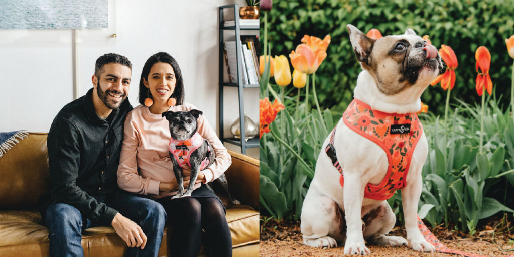 Ahmed El Shourbagy with wife and co-founder Ashley Paguyo and their dog Lucy