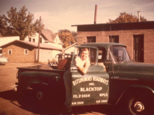 Palmer Peterson, pictured, joined Bituminous Asphalt as a part-time estimator in 1958. Photo from 1959, shortly after he joined the company.