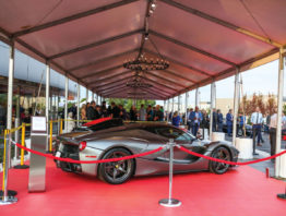 Ferrari behind velvet ropes