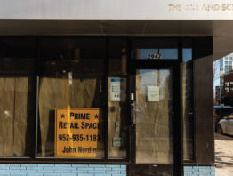 Boarded up retail outlet