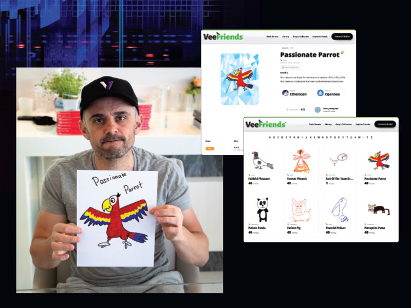 Gary Vaynerchuk sketched 268 characters that are featured on the 10,255 digital tokens in the VeeFriends NFT collection. Average price in late January: $36,000.