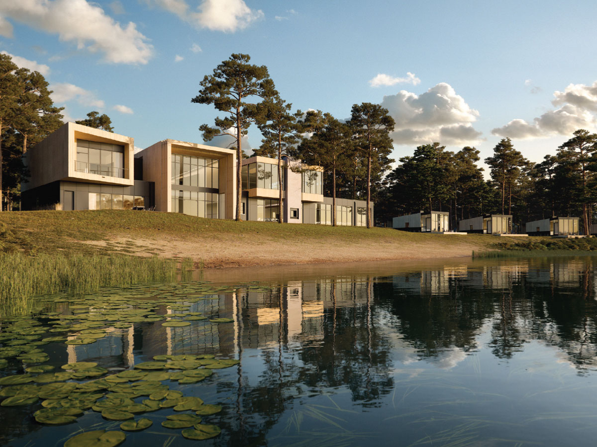 Rendering of the resort from Clark Lake