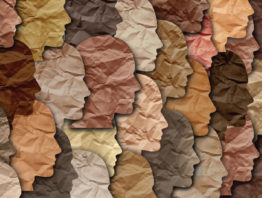 collage of paper bags as profiles