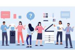 Illustration of workgroup around the water-cooler