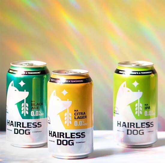Cans of Hairless Dog Brewing beers