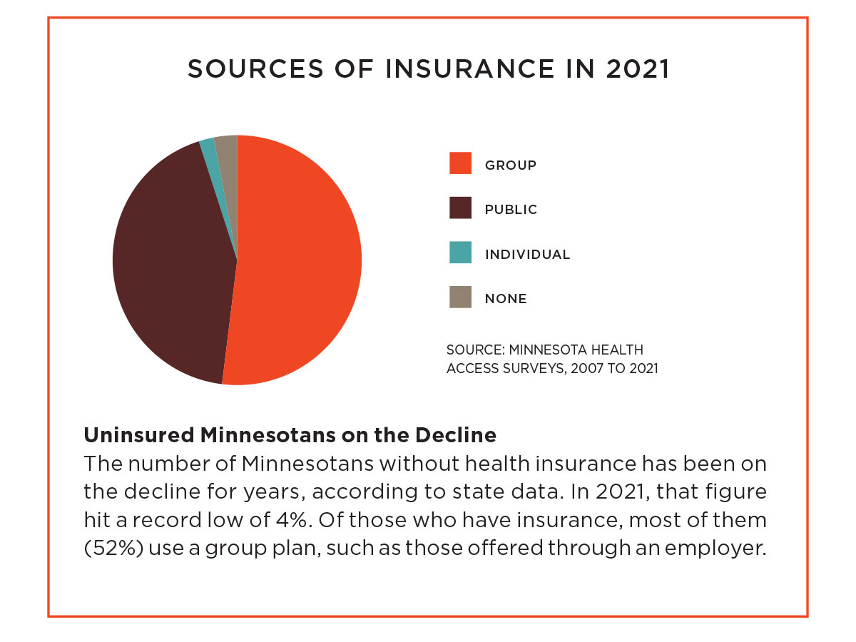 Graph of sources of insurance in 2021