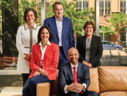 The 2022 TCB Outstanding Directors are (seated) Amy Langer and Teddy Bekele and (standing, left to right) Jodi Hubler, John Bergstrom, and Kim Mageau.
