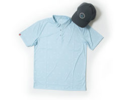golf shirt and hat