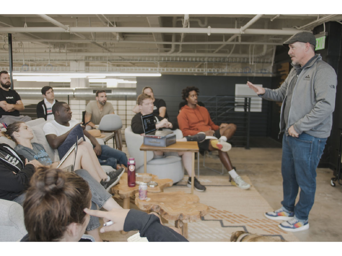 Man talking to group