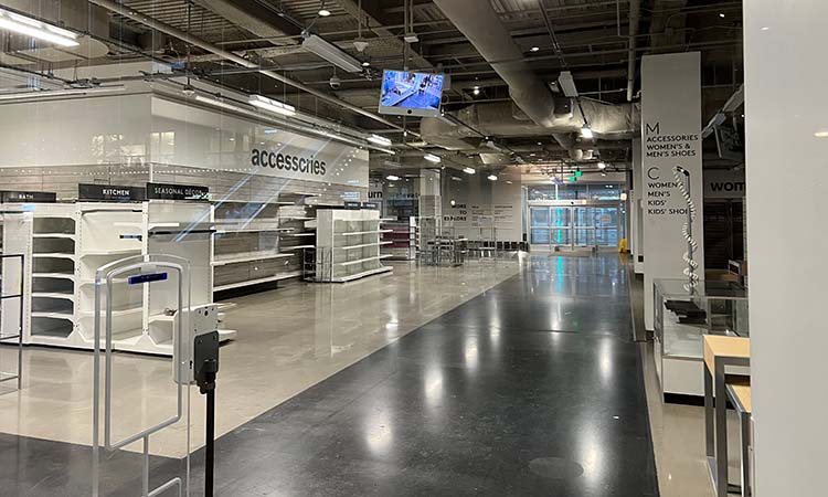 Interior of closed Nordstrom Rack in downtown Minneapolis