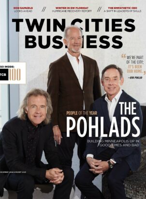 TCB December 2022/January 2023 cover photo featuring the three Pohlad brothers
