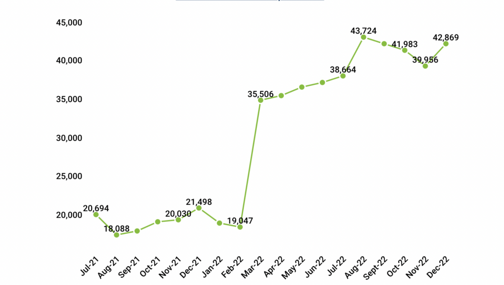 Chart illustrating medical cannabis dispensary visits in Minnesota