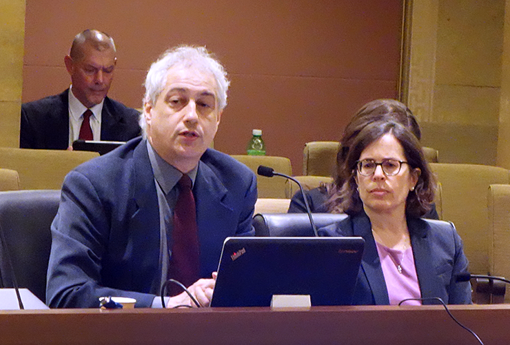 Audit project manager David Kirshner and Legislative Auditor Judy Randall shown at Wednesday’s hearing.