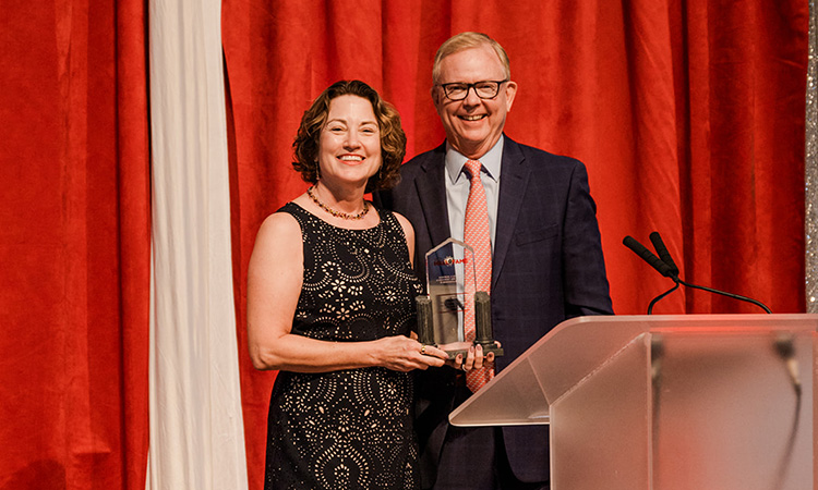 Andrea Walsh poses with Charlie Weaver.