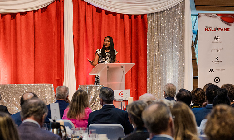 Target Corp.'s executive VP and chief external engagement officer Laysha Ward gives an acceptance speech.