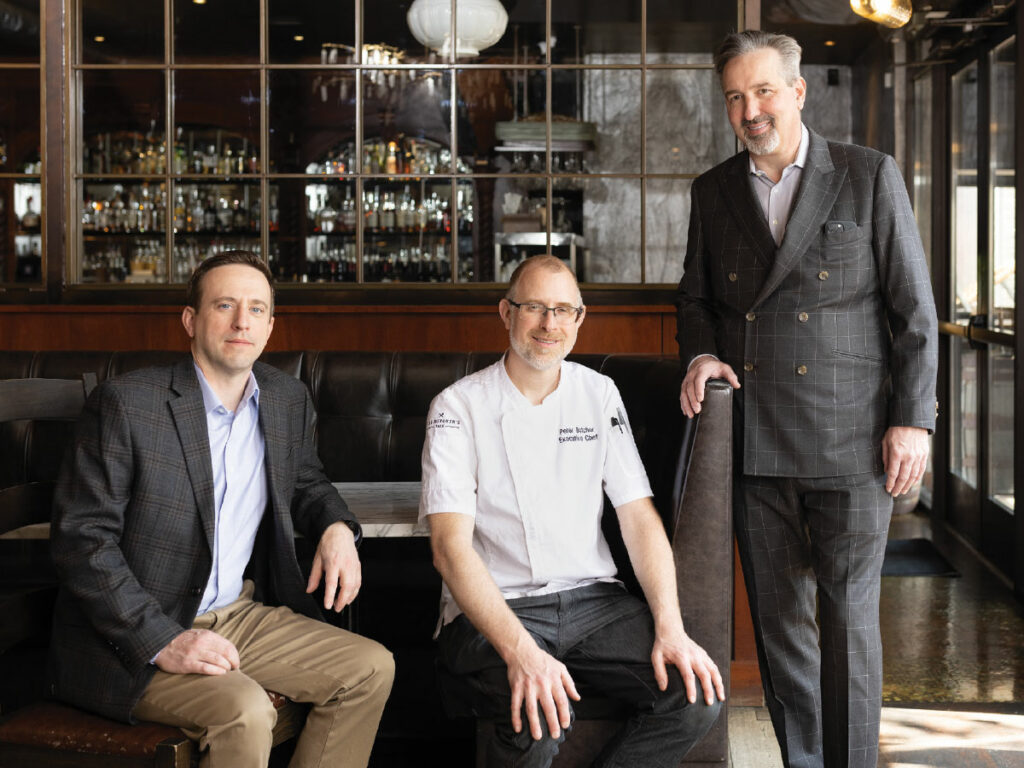 Left to right at The Butcher's Tale: general manager Chad Waldon, chef Peter Botcher, Kaskaid COO Dave Sincebaugh