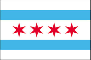 Chicago flag with black border