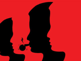 Illustration of silhouettes of men, among them one is whistleblower