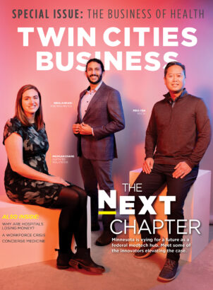 Cover of Twin Cities Business magazine's February/March 2024 cover, a special issue looking at the business of health
