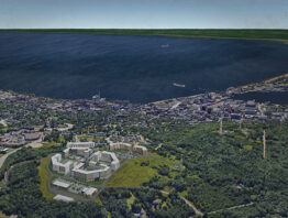 Aerial rendering of the Incline Village housing development in Duluth