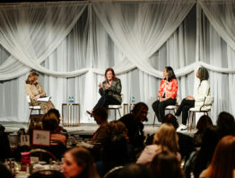 At TCB's 2024 Women in Leadership event, general counsel and secretary for General Mills Karen Wilson Thissen (second from left) talks about building her legal career.