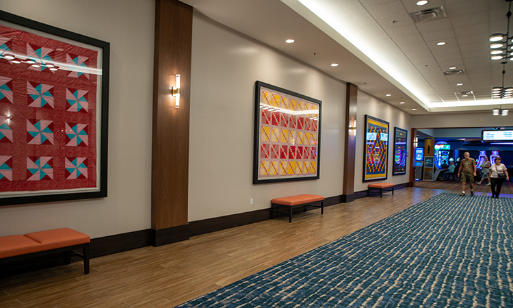 Quilts on display at the newly renovated Grand Casino hotels in Minnesota