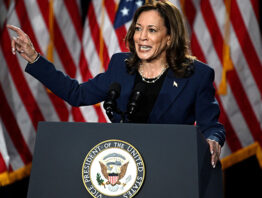 Kamala Harris speaking in California in August 2024.