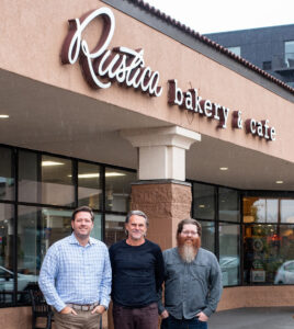 From left to right: Brent Frederick, owner of Jester Concepts; Greg Hoyt, former owner of Rustica Bakery & Cafe; and Mike DeCamp, owner and operations director at Jester Concepts