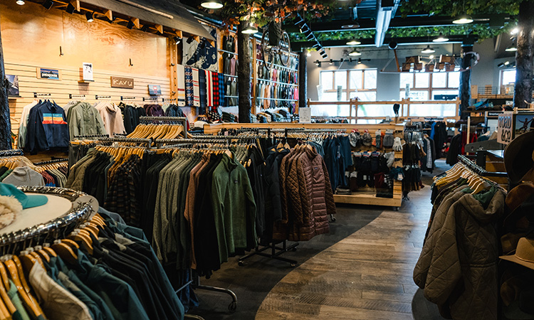 interior of a remodeled Duluth Pack store