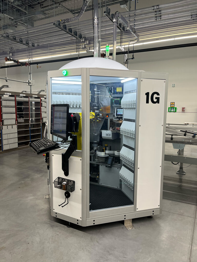 Each robot-armed "pod" at the facility has dispensers for 80 separate medications.