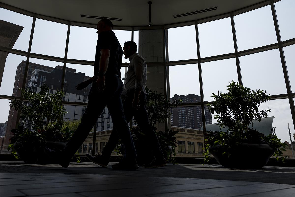 Pedestrians use the skyway system on Monday, Sept. 8, 2025, in downtown Minneapolis