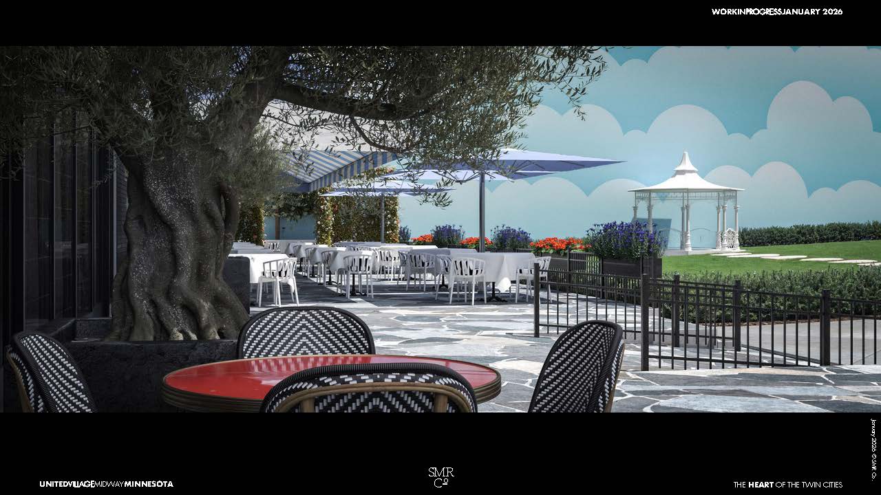 A Midway Hotel terrace. 