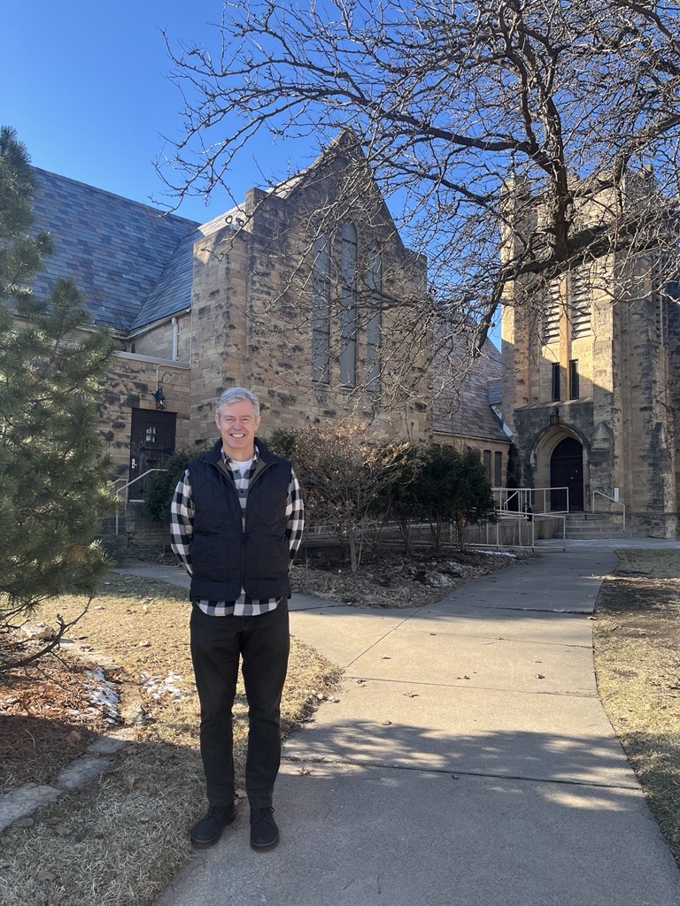 Mount Olivet senior pastor David Lose standing before the chapel