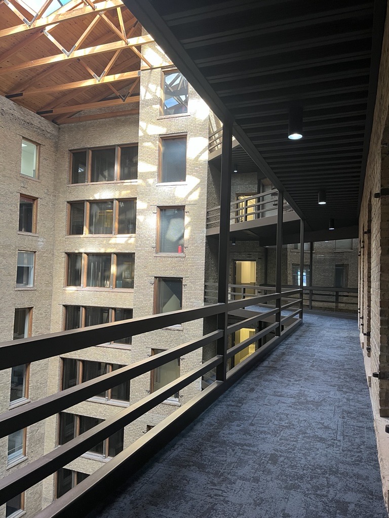 The atrium in the center of the Lumber Exchange is proving a draw for prospective tenants, owner Kristi Oman says