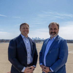 Sanford Health President and CEO Bill Gassen (left) will continue to serve as president and chief executive officer of the combined organization. The Twin Cities region of Sanford Health will continue to be led by Trevor Sawallish, chief executive officer of North Memorial Health.